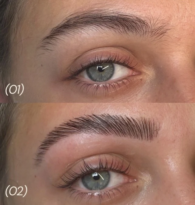EmGlowSkin before & after brow lamination result